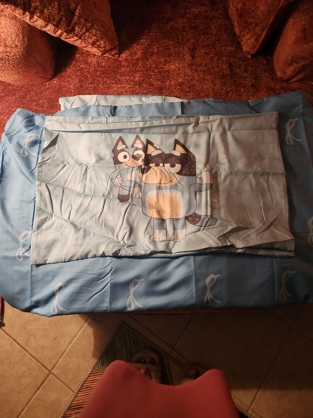 Bluey Kids Duver Bedding Set - Bright Sky Blue Cartoon Design